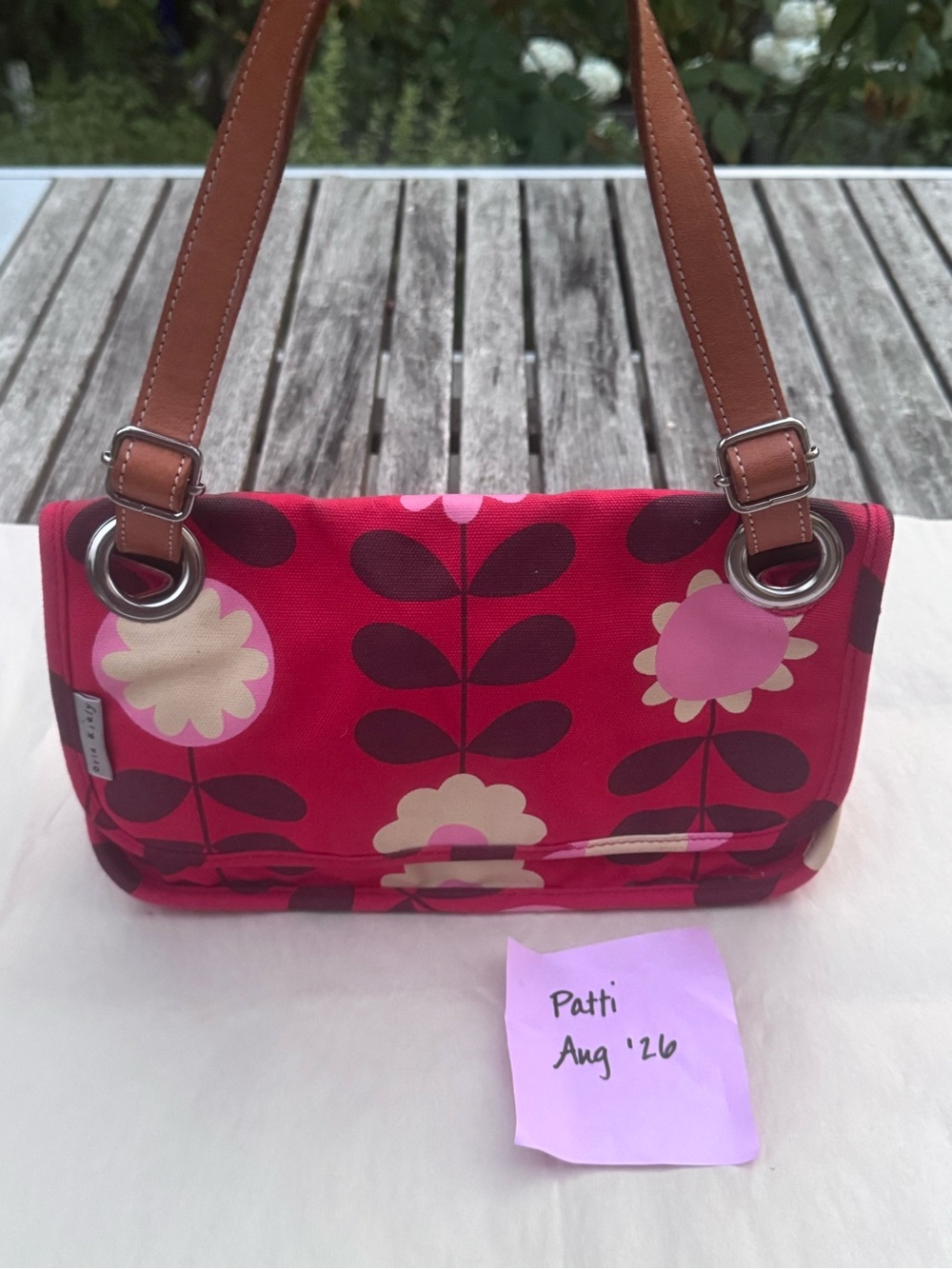 Orla Kiely Floral Satchel, Cotton Canvas and Leather